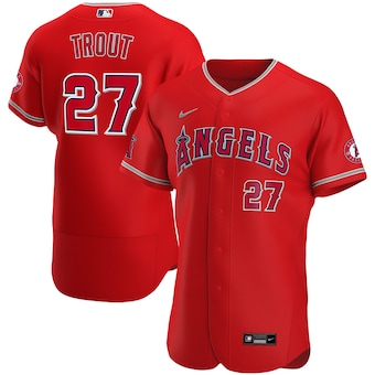 mens nike mike trout red los angeles angels alternate authen